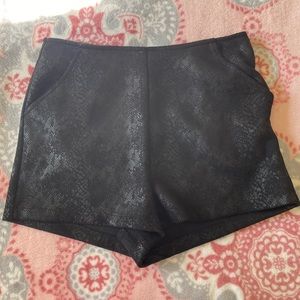 She & Sky NWOT!  black snakeskin high waisted shorts